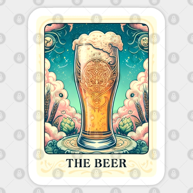 Funny Tarot Card Parody  The Beer Beer Lovers Sticker by FloraLi